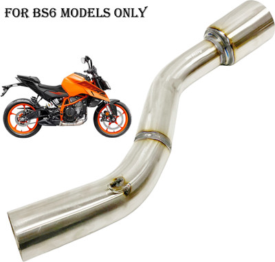 Dhe Best Bike Exhaust Middle Muffler Bend Pipe Stainless for KTM 390 Duke BS6 KTM NA Full Exhaust System(Stainless Steel)