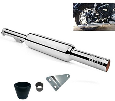 Supremechoice Short Botlle Punjab Empty Chrome Exhaust silencer Royal Enfield 350 Twin Spark Full Exhaust System(Mild Steel)