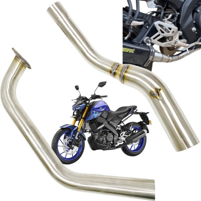 Dhe Best Bike Exhaust Middle Muffler Bend Pipe Stainless for Yamaha MT 15 V2 BS6 Yamaha NA Full Exhaust System(Stainless Steel)