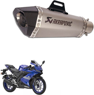 Vagary Silver Akraphovic ExhaustWith DB Killer for Yamaha R15 V3 Yamaha R15 Full Exhaust System(Stainless Steel)