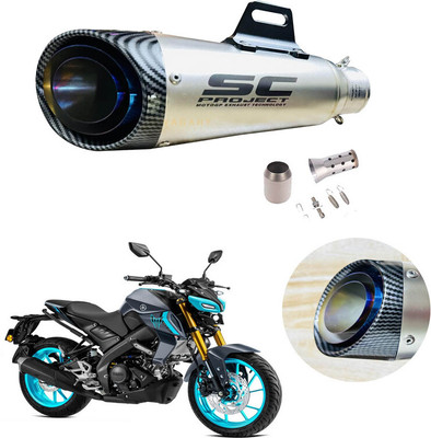 Vagary 3 Layer 51/60MM Bike SC Exhaust Muffler With DB Killer for MT15 ( BS4 + BS6 ) Yamaha Universal For Bike Full Exhaust System(Stainless Steel)