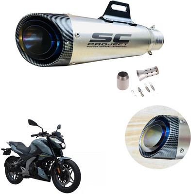 Vagary 3 Layer 51/60MM Universal Bike SC Exhaust Muffler With DB Killer for Pulsar N160 Bajaj Pulsar Full Exhaust System(Stainless Steel)