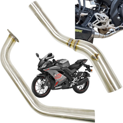 Dhe Best Motorcycle Custom Exhaust Bend Pipe Middle Pipe for Yamaha YZF R15 V3 Yamaha NA Full Exhaust System(Stainless Steel)
