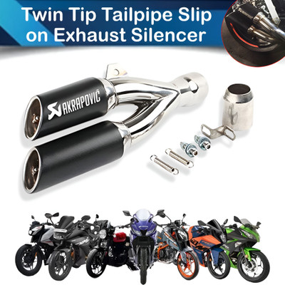 ASRYD Akrapovic double barrel exhaust Universal Stainless Steel Slip On Exhaust Universal For Bike Universal For Bike Slip-on Exhaust System(Stainless Steel)