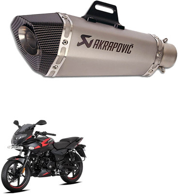 Vagary Silver Akraphovic ExhaustWith DB Killer for Bajaj Pulsar 220 Bajaj Pulsar 220 Full Exhaust System(Stainless Steel)