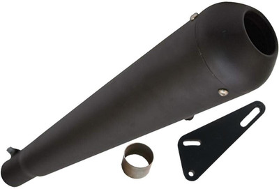 SILENTWAVE Megaphone Black Glasswool Exhaust silencer Royal Enfield Electra Twin Spark Full Exhaust System(Mild Steel)
