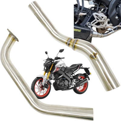Dhe Best Bike New Stylist Exhaust Bend Pipe Muffler Mid Pipe for Yamaha MT 15 V2 BS6 Yamaha NA Full Exhaust System(Stainless Steel)