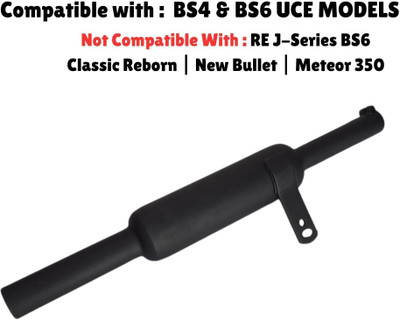 EAZ Indori Silencer Black for RE Classic/Electra/Standard UCE BS3/4/BS6 (Till 2021) Royal Enfield Classic 350, Classic 500, Electra, Electra 350 Full Exhaust System(Mild Steel)