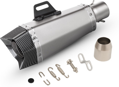 AutoPowerz Silver Hexagon Silencer Universal For Bike Universal For Bike Slip-on Exhaust System(Stainless Steel)