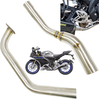 Dhe Best Bike Modified Stainless Steel Exhaust Pipe Mid Pipe for Yamaha R15 V4 Yamaha NA Full Exhaust System(Stainless Steel)