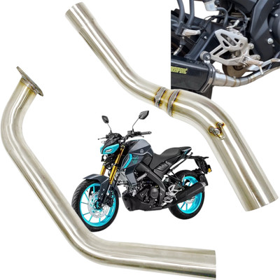 Dhe Best Bike Exhaust Middle Muffler Bend Pipe Silencer Pipe for Yamaha MT 15 V2 BS6 Yamaha NA Full Exhaust System(Stainless Steel)