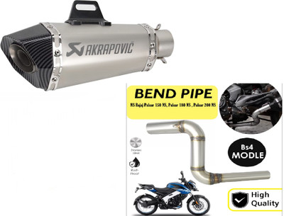 acube mart Bajaj Pulsar 200 NS DTS-i, Pulsar 200NS, Pulsar 150 AS, Pulsar 180 NS, Pulsar Full Exhaust System(Stainless Steel)