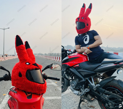 SRPHERE Piikachuu Design Bunny Helmet Cover for Full Helmet -Red Bike Fairing Kit