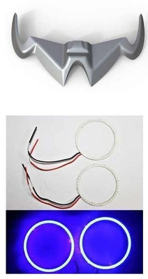 way2gmart Bajaj Pulsar Rs200 winglet (GREY) with RS 200 ring light / Angle eyes blue Bike Fairing Kit