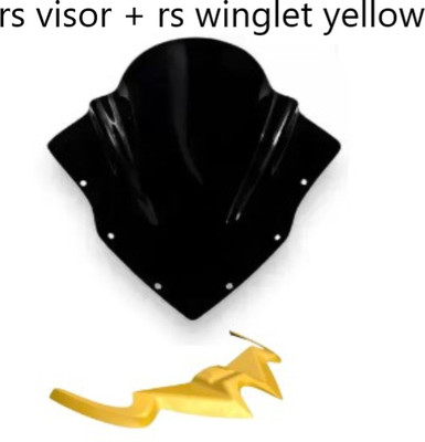 Gogna Mart rs 200 visor black with rs 200 winglet yellow Bike Fairing Kit