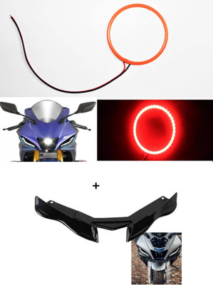 VermsBikers R15 V4/ R15M Bike Winglet (Black)+R15V4/M Angel ring light 60mm blue 1pc Bike Fairing Kit