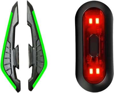 Gogna Mart 2pcs Universal Motorcycle Winglet Green & Helmet Blinker Universal For all Bike Fairing Kit