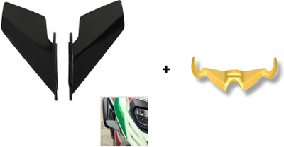 VermsBikers Pulsar Rs200 Winglet Yellow+Universal Small Wings winglet Black Bike Fairing Kit