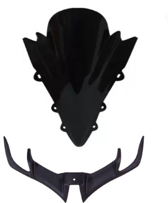 Gogna Mart double bubble Visor for Yamaha R15 V1 and V2 (Black) + winglet black Bike Fairing Kit