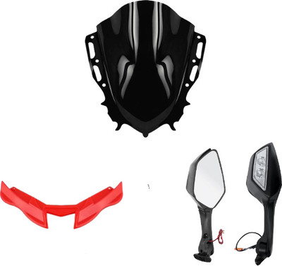 Gogna Mart yamaha r15 v4 visor , winglet red and side mirror with led light Bike Fairing Kit