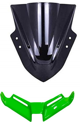 Gogna Mart BIKE WINDSHIELD BLACK NINJA PULSAR ALL BIKE UNIVERSAL ,NINJA WINGLET GREEN Bike Fairing Kit