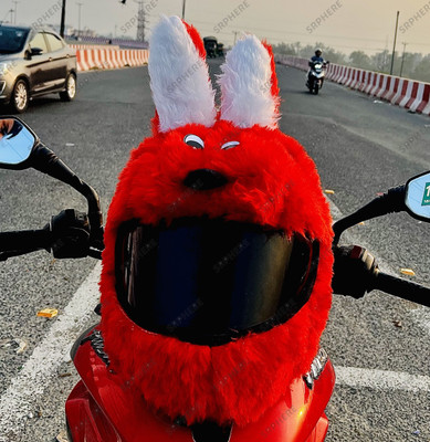 SRPHERE Red Rabbit Shape Style Bunny Helmet Cover For Full Face Helmet Motorbike Helmet(Red)
