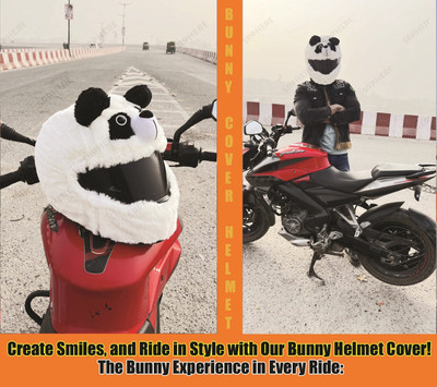 SRPHERE SRT32153_Panda Soft Bunny Helmet Cover for Riders | Funny Helmet Cover Bike Fairing Kit
