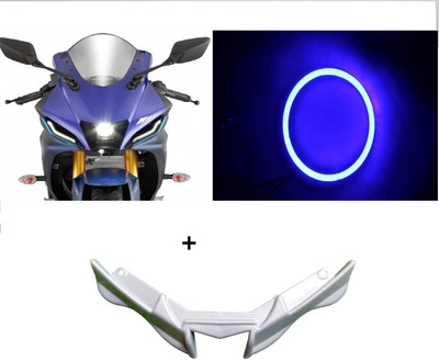 VermsBikers R15 V4/ R15M Bike Winglet (Grey)+R15V4/M Angel ring light 60mm blue 1pc Bike Fairing Kit