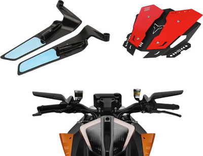 Gogna Mart york fitting Wind Wing Rear view Stealth Mirrors and mt metal visor ( RED) Bike Fairing Kit