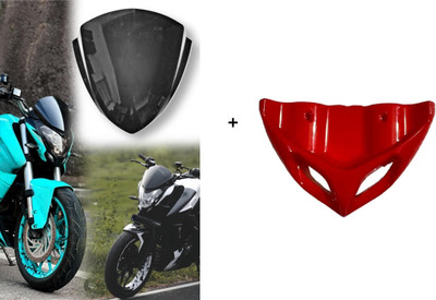 VermsBikers New Winglet for Dominar 400 & 250 (Red)+Dominar Visor Premium Quality Black Bike Fairing Kit