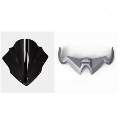 Gogna Mart Visor for Pulsar RS200 (Black) + rs 200 winglet grey Bike Headlight Visor Bike Fairing Kit