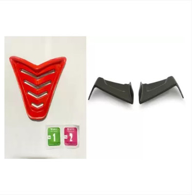Gogna Mart Nose Grill For Yamaha R15 V3 shine red + bike wings Winglet black Bike Fairing Kit