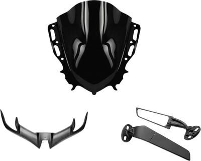 Gogna Mart yamaha r15 v4 visor black , v3 winglet grey and bike wing mirror Bike Fairing Kit