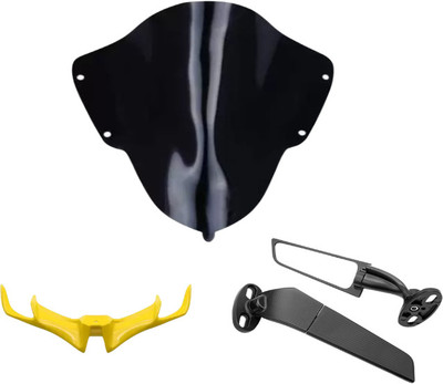 Gogna Mart yamaha r15 v3 visor black , v3 winglet yellow and wing mirror Bike Fairing Kit