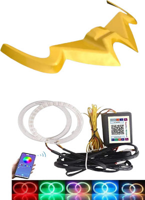 Gogna Mart RS 200 ring light/Demon/Angel Eyes RGB bluetooth ring light and winglet yellow Bike Fairing Kit