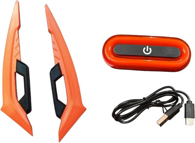 Gogna Mart Aerodynamic Spoiler Wing Orange & helmet drl light universal for all Bike Fairing Kit