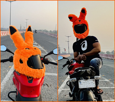 SRPHERE Orange Piikachuu Design Bunny Helmet Cover for Full Helmet Bike Fairing Kit