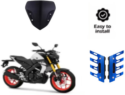 Gogna Mart CNC Shocker Protector Front Fender Slider Guard blue M15 and visor black Bike Fairing Kit