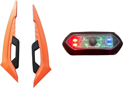 Gogna Mart Aerodynamic Spoiler Wing Side Orange & Helmet Light Cops universal for all Bike Fairing Kit