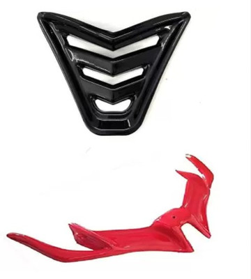 Gogna Mart Nose Grill For Yamaha R15 V3 shine Black + winglet red Bike Bike Fairing Kit