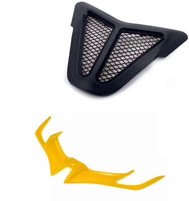 acube mart Nose Grill For Yamaha R15 V3 Black + r15 v3 winglet yellow Bike Fairing Kit