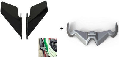 VermsBikers Pulsar Rs200 Winglet Grey+Universal Small Wings winglet Black Bike Fairing Kit