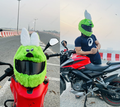 SRPHERE Green Bunny Motorcycle Only Cover Helmet Covers Suitable for Helmets Riding Gear Bike Fairing Kit