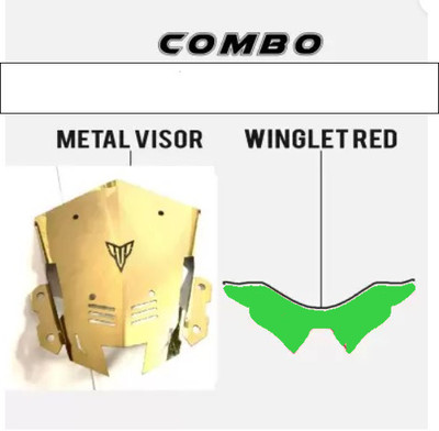 Gogna Mart mt 15 CNC short visor golden + MT 15 winglet green Bike Headlight Visor Bike Fairing Kit