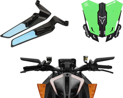 Gogna Mart york fitting Wind Wing Rearview Stealth Mirrors and Mt metal visor (green) Bike Fairing Kit