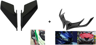 VermsBikers R15v3 Glossy Carbon winglet 2.0 (Imported)+Universal Small Wings winglet Black Bike Fairing Kit