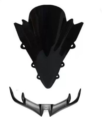 Gogna Mart double bubble Visor for Yamaha R15 V1 and V2 (Black) + v3 winglet grey Bike Fairing Kit
