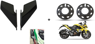 VermsBikers wheel cover 17 for all 17inch bikes set of 2+Universal Small Wings winglet Black Bike Fairing Kit