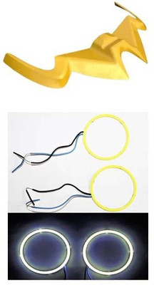way2gmart Bajaj Pulsar Rs200 winglet (Yellow) with RS 200 ring light / Angle eyes blue Bike Fairing Kit