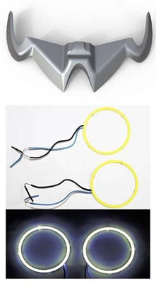 way2gmart Bajaj Pulsar Rs200 winglet (GREY) with RS 200 ring light / Angle eyes white Bike Fairing Kit